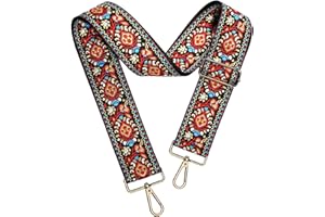 LINKSANDT Purse Straps Replacement Crossbody, Bag Strap Guitar Straps for Handbags, Shoulder Strap for Bag with Embroidery Pattern