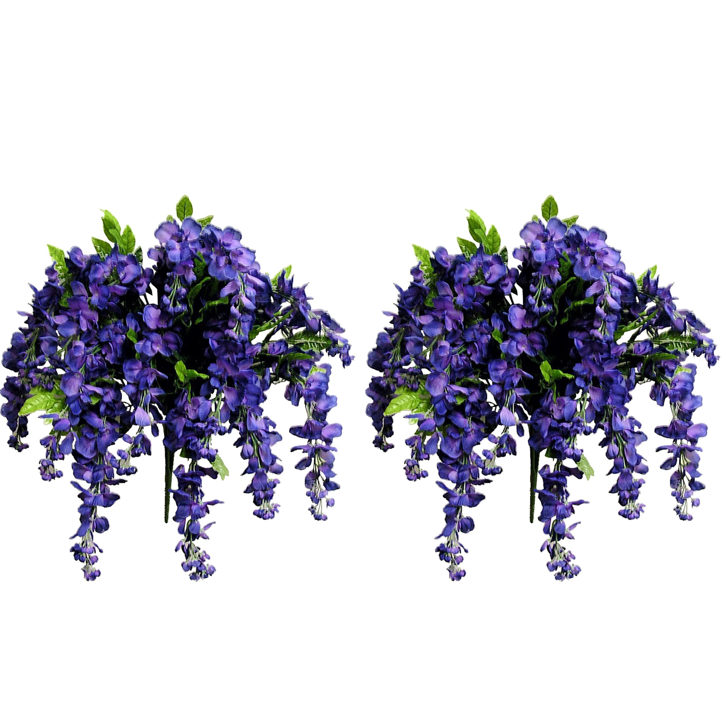 Admired By Nature Artificial Wisteria Long Hanging Bush Flowers - 15 Stems for Home, Wedding, Restaurant and Office Decoration Arrangement, Purple, Set of 2, (GPB392-PURPLE-2)