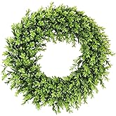22" Real Touch Artificial Boxwood Wreath Preserved for Front Door Faux Green Wreath Will Keep Your Door Walls and Windows Fresh All Year Round and is an Great Home Decor