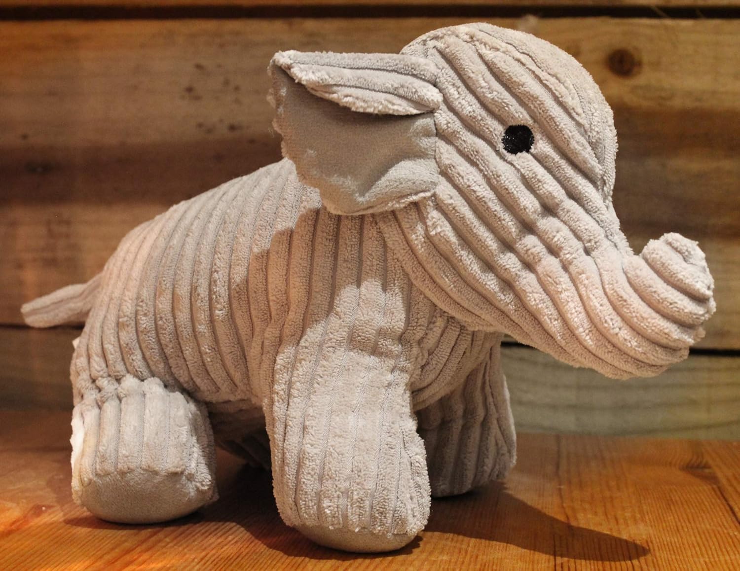 Carousel Home Peanut Elephant Doorstop Grey Ribbed Fabric Animal Doorstop - Image 3