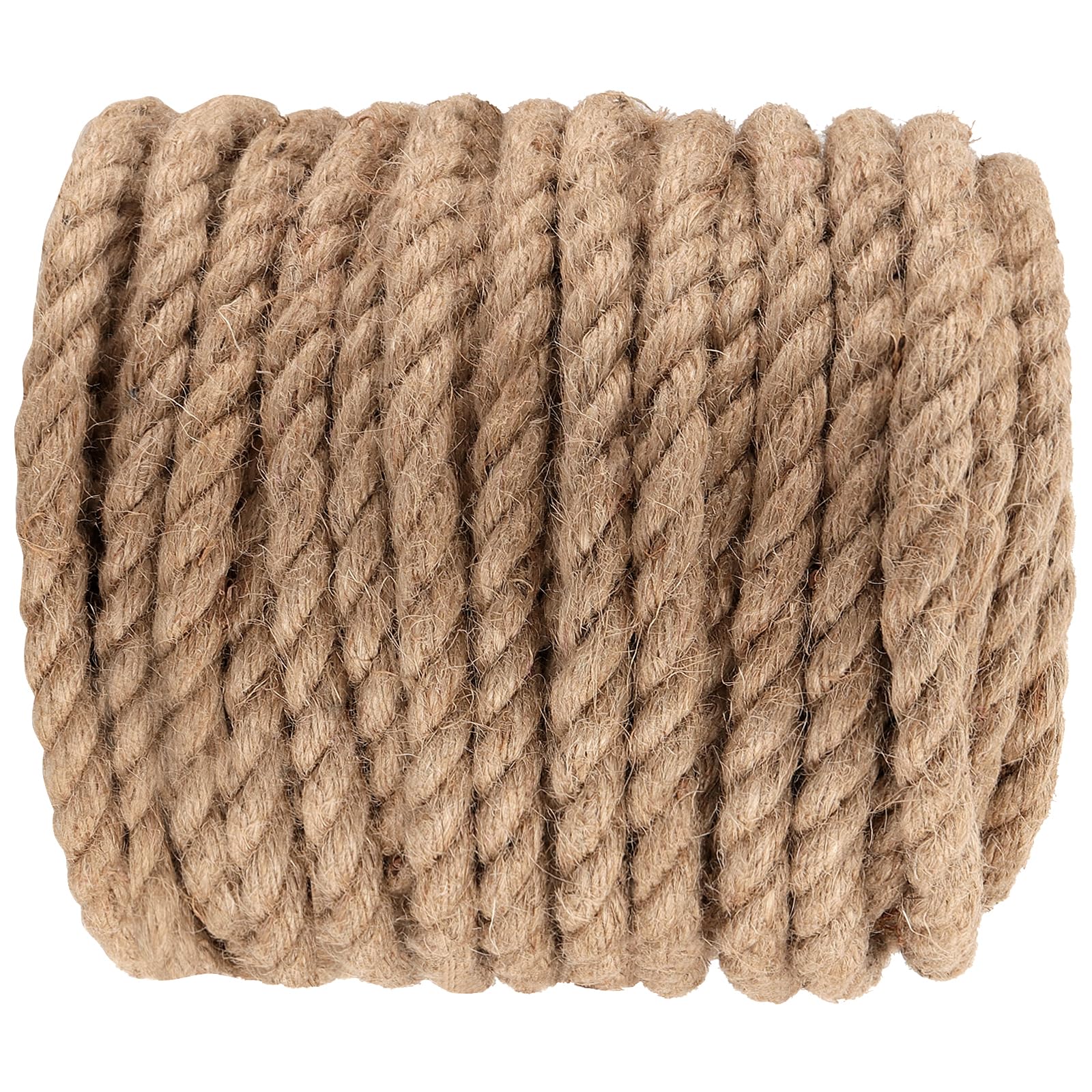 MAHIONG 14mm Jute Rope, 20M/66 Feet Natural Thick Hessian Twine String, Twisted Brown Jute Cord for Crafts, Decor, DIY Projects, Macrame, and Gardening
