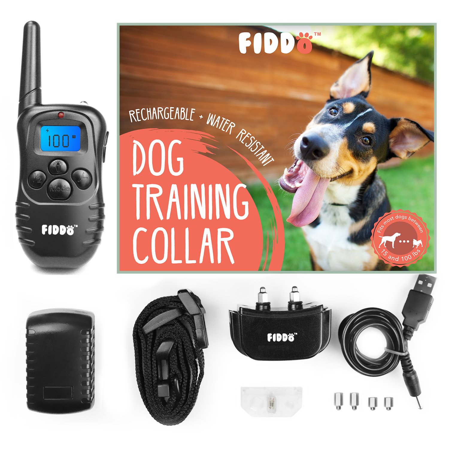 Fiddo Electric Dog Collar 330 Yards Remote Dog Training Ecollar with