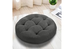 Millsilo 22 inch Floor Pillow, Large Floor Cushions, Round Floor Cushion Seating for Adults Kids, 4 Inch Thick Tufted Meditation Cushion for Yoga Living Room Tatami Floor, 22x22x4 Inch, Light Gray