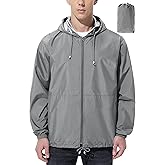UIQUR Mens Rain Jacket Raincoat Windbreaker Running Waterproof Lightweight Packable with Hood Travel Hiking Cycling