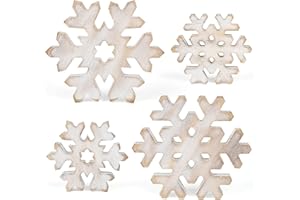SERELIY 4 Pieces Retro Christmas Wooden Snowflake, Wooden Winter Tiered Tray Decor, Winter Classic Wooden Snowflake for Decoration Indoor. (Retro)
