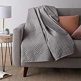 Amazon Basics Quilted Minky Weighted Blanket Cover - 48" x 72" (Twin), Dark Grey