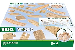 BRIO 36030 World Deluxe Track Pack - 70 Piece Wooden Train Set for Children 3 Years and Up | FSC-Certified Beech Wood | Compatible with All BRIO Railway Sets & Accessories | Ideal for Creative Play