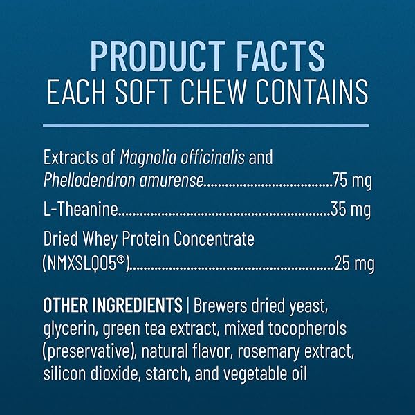 NUTRAMAX SOLLIQUIN CALMING BEHAVIORAL HEALTH SUPPLEMENT FOR SMALL TO MEDIUM DOGS AND CATS – WITH L-THEANINE, MAGNOLIA / PHELLODENDRON, AND WHEY PROTEIN CONCENTRATE, 75 SOFT CHEWS