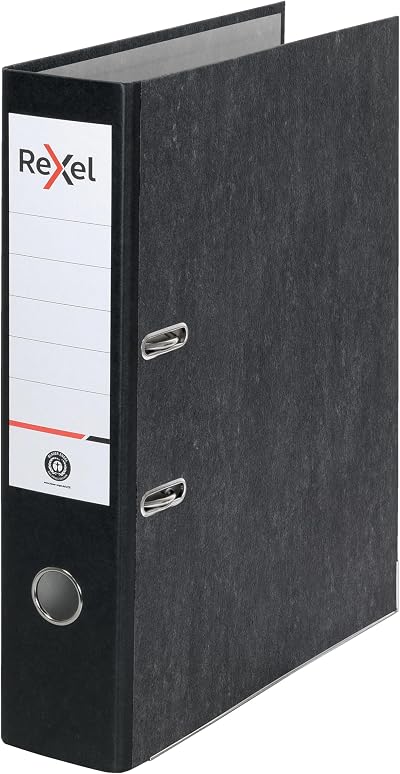 Rexel Foolscap Lever Arch File Black 75 mm Spine 500 Sheets Capacity