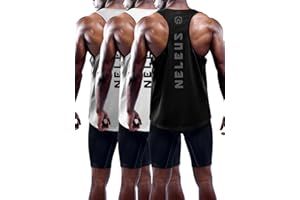 NELEUS Men's 3 Pack Dry Fit Y-Back Muscle Tank Top