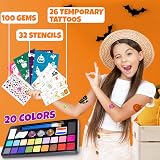 Hmeuest Face Painting Kit 20 Colors Non-Toxic Washable Glitter Stencils view 4
