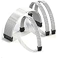 LINKUP - AVA 30cm PSU Cable Extension Sleeved Custom Mod GPU PC Braided w/Comb Kit | 1 x 24 P (20+4) | 1 x 8 P (4+4) CPU | 2 x 8 P (6+2) GPU Set | 300mm - White