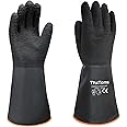 ThxToms Heavy Duty Rubber Gloves, Versatile Latex Chemical Resistant Gloves, Upgraded with Anti-Slip Design, Soft and Thick, 14" 1 Pair