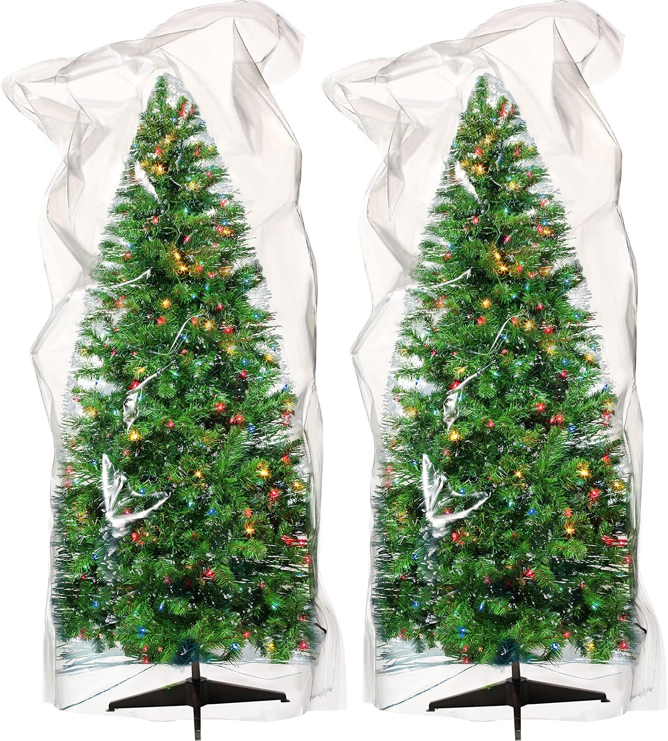 Holiday Décor Storage - Christmas Poly Storage Bag Christmas Tree Storage Bag Large Storage Bag Transparent Christmas Large Tree Container for Christmas Party Supplies (2 Pieces,4 x 7 Feet)