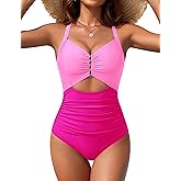 Blooming Jelly Womens One Piece Metal Cut Out Swimsuit Tummy Control Ruched Bathing Suit Full Coverage Slimming Swimwear 2026
