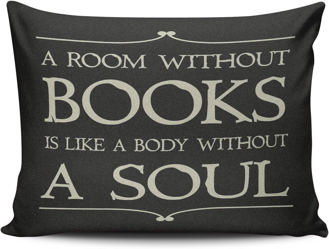 Danceou A Room Without Books is Like a Body Without a Soul Personalized Decorative Pillowcases Hot Black Throw Pillow Covers Cases Rectangular 16x24 Inches One Sided