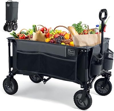 TIMBER RIDGE Festival Trolley on Wheels 200L Folding Wagon Grey