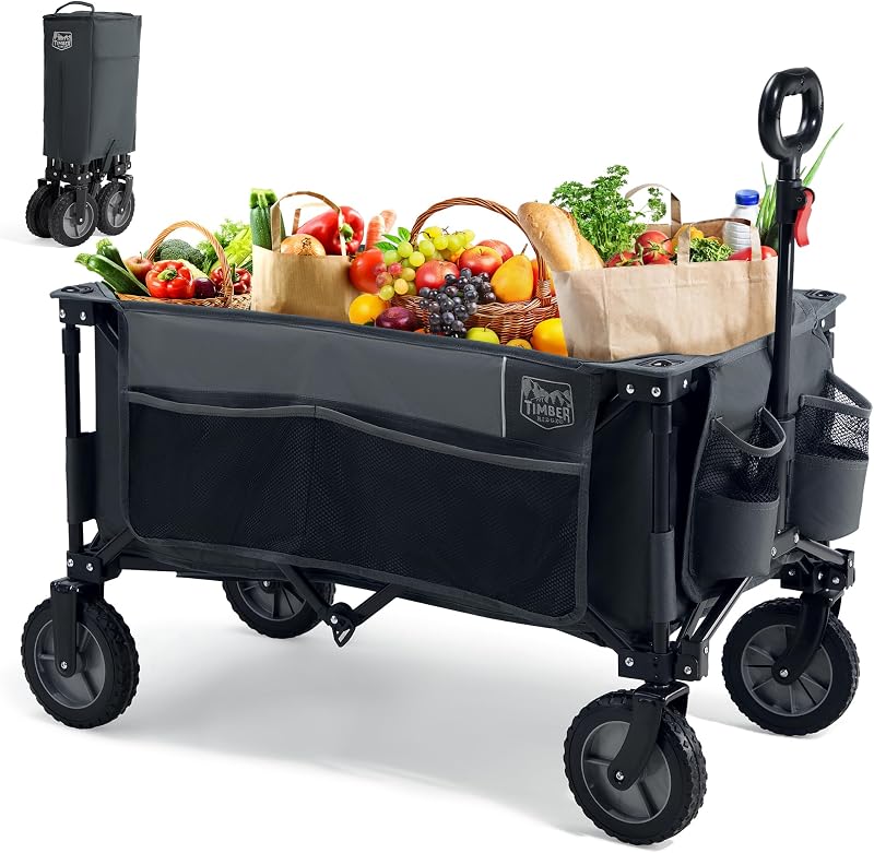 TIMBER RIDGE Festival Trolley on Wheels 200L Folding Wagon Grey