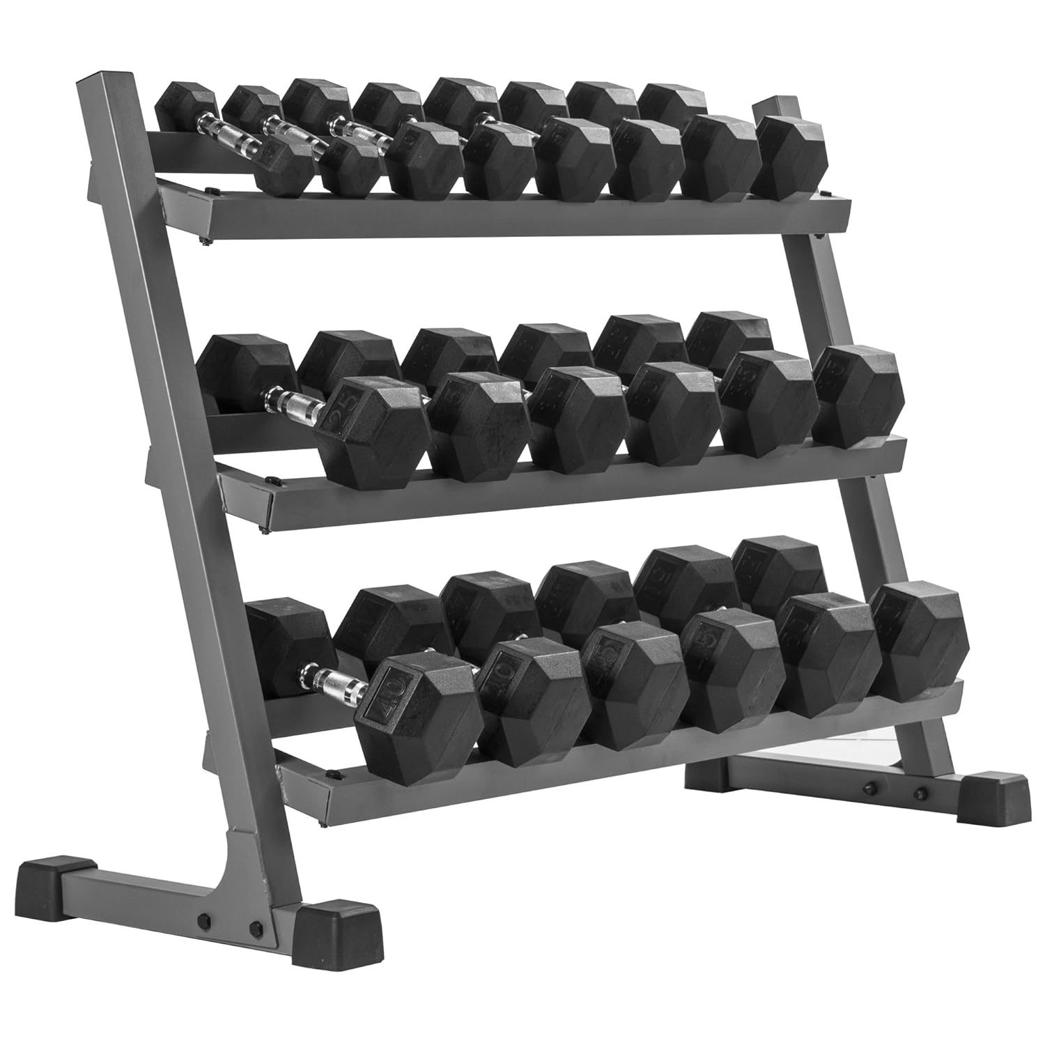 XMark 4 ft. Three Tier Dumbbell Rack XM3107.1 Holds 10 pair 5 lb. to