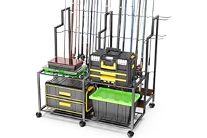 Miratino Fishing Rod Holders for Garage, 24 Rods Large-Capacity Fishing Pole Holders for Garage, Fishing Rod Tackle Organizer for Garage Home