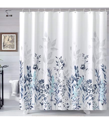 Pink Daisy Peony Flower Shower Curtain - Waterproof Fabric, 72x72 Inches, Botanical Watercolor Design With 12 Hooks