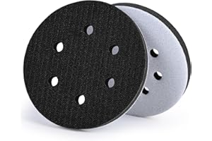 POTUINOM 6 Inch 6 Holes Foam Sanding Pads 2 Pack Interface Pad Hook and Loop Sponge Cushion Buffer Backing Pad for Orbital Sa
