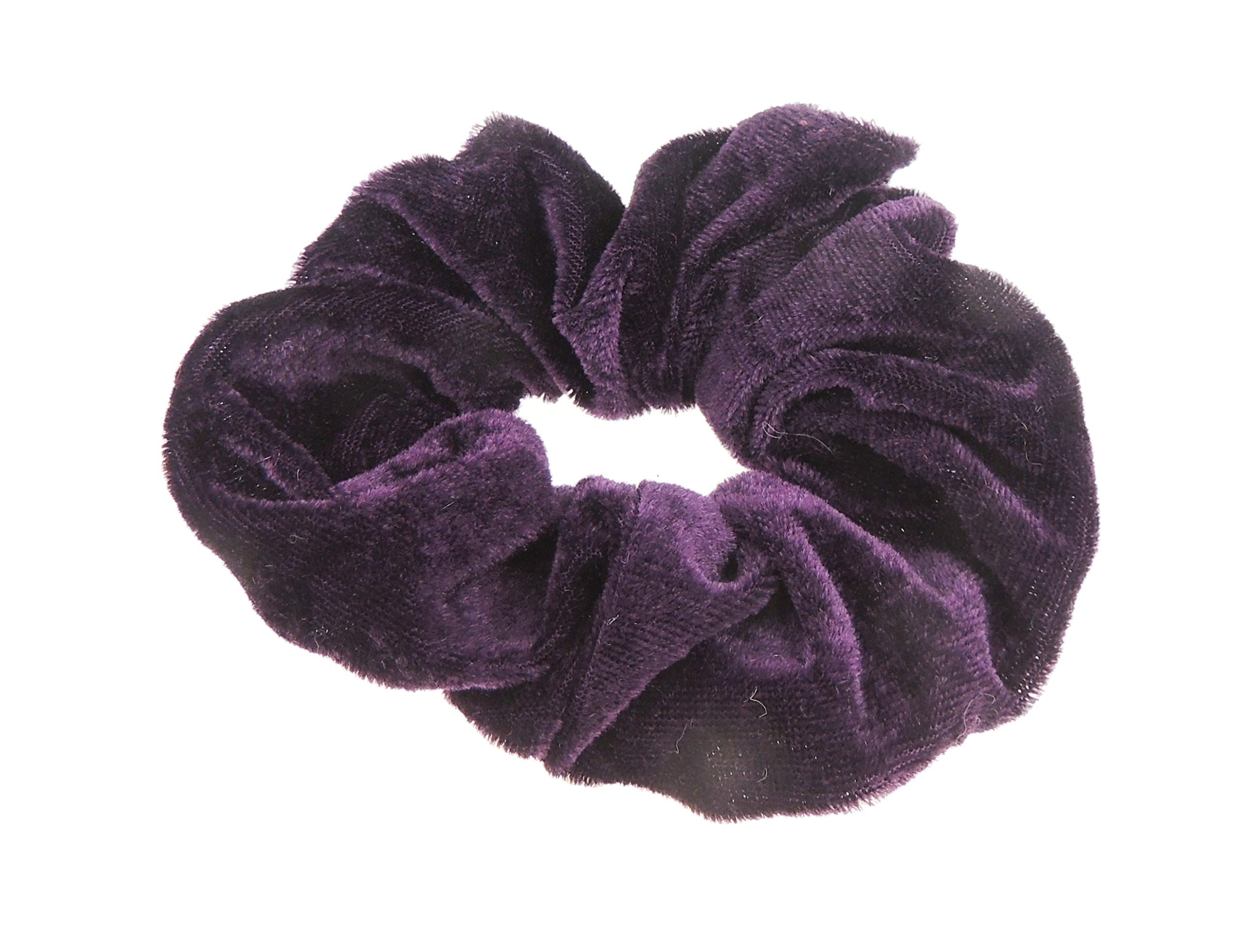 Womens Girls Plain Solid Velvet School Christmas Party Bag Ponio Rope Hair Tie Up Back School Hair Elastic Accessories Bobbles Ponytail Holder Rubber Bands Scrunchie (Plum)