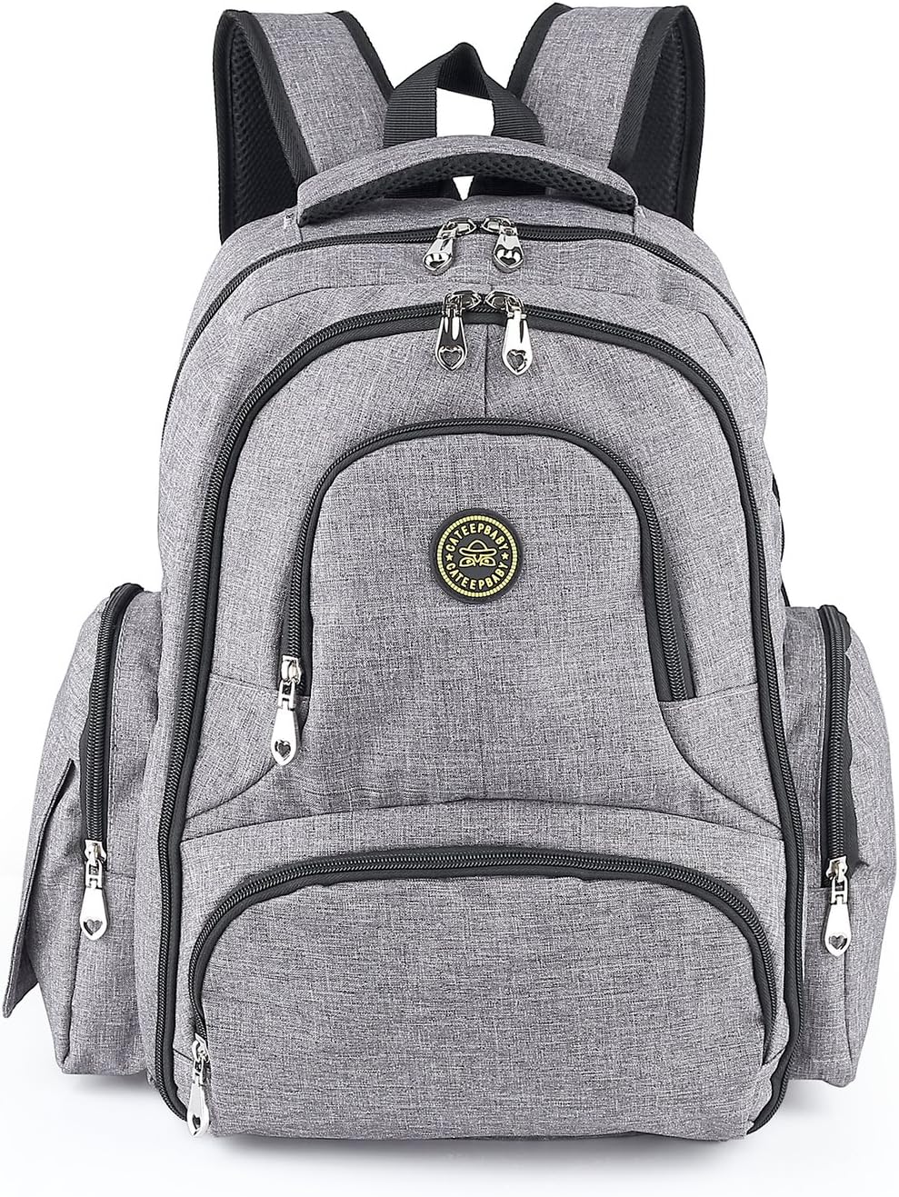 Cateep Multifunctional Nappy Backpack Diaper Changing Bags with Stroller Clips (Grey)