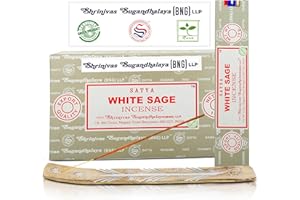 Satya Nag Champa White Sage Incense Sticks, SatyaBng (Bangalore) Insenses 15gmx12 Pack with Raajsee Insence Holder Bundle, Nag Champa Natural Incense