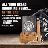 Viking Revolution Beard Brush & Pear Wood Comb Set with Travel Pouch view 2
