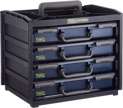 Raaco 136242 HandyBox 55 Portable Storage Unit w/ 4 Assorter 55 Cases