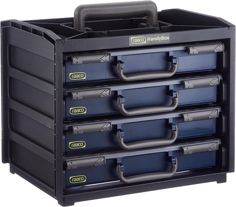 Raaco 136242 HandyBox 55 Portable Storage Unit w/ 4 Assorter 55 Cases