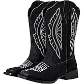 SheSole Extra Wide Calf Boots for Women - Classic Stitch Cowboy Boots with Hidden Stretch Panel & Removable Cushion - Comfortable Wider Shaft Western Boots for Fuller Figures