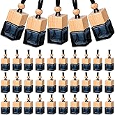 BBTO 50 Pcs Hanging Car Air Freshener Car Diffuser Bottles Empty Glass Perfume Bottle Freshener Diffuser Bottle Pendant for Essential Oil Fragrance Aromatherapy Bottle Ornament (Black,Cube)