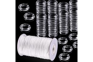 WTTUOAM 100 Pieces Clear Roman Curtain Rings Blind Roman Ring and 55 Yards Roman Blind Cord 8-13 mm Transparent Plastic Rings