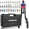 WORKPRO 16" Rivet Nut Tool, 11 Metric/SAE Quick-Change Mandrels & 185pcs Rivnuts Assortment Kit, Threaded Rivnut Tool Kit, Manual Riveter with Carrying Case
