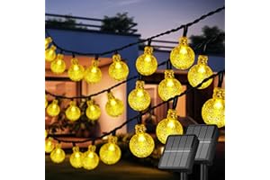 Selarlyt 2 Pack 120 LED Solar String Lights Outdoor Waterproof, 72 FT Crystal Globe Lights with 8 Lighting Modes, Solar Powered Light Outdoor for Garden Wedding Party Decor（Warm White）