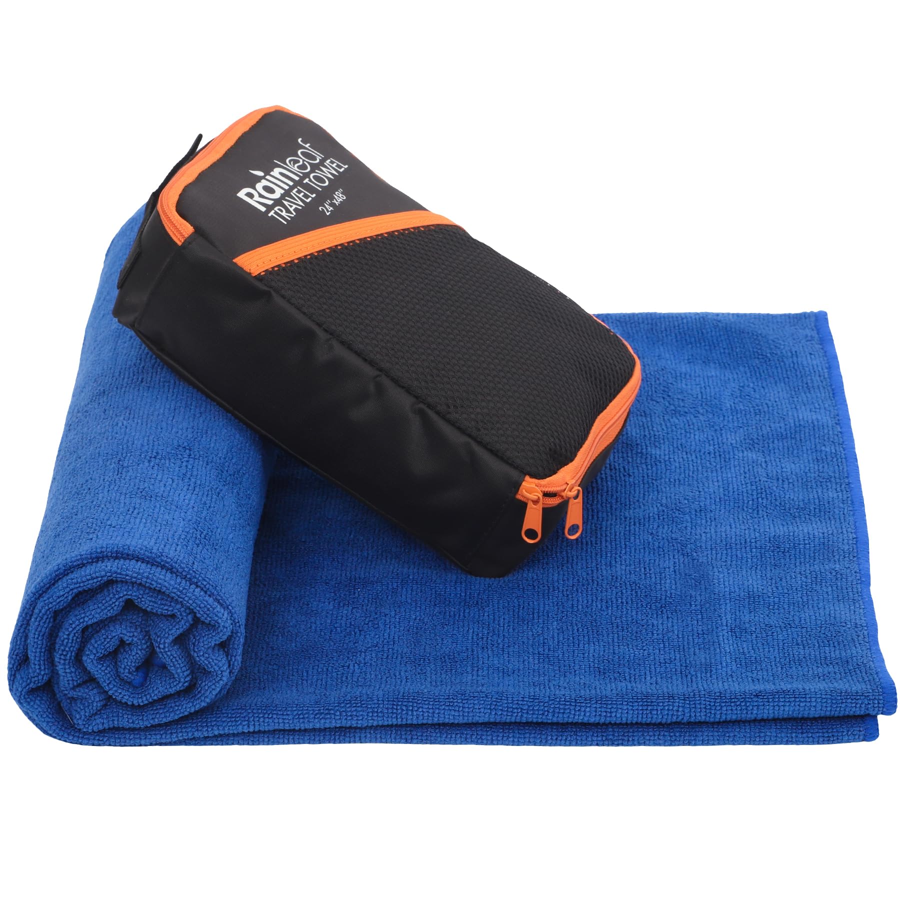 Rainleaf Microfiber Travel Towel Quick Dry Swimming Towel Ultra-Compact,Super Absorbent,Washcloths for Bathroom, Shower,Camping,Backpacking-Blue 12"x40" — image 1