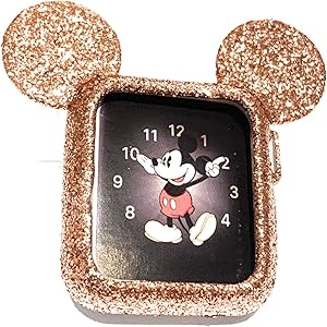 SBN Rose Gold Glitter Mickey Apple Watch Case Size 42mm iWatch Case Series 4, 3, 2, 1 Cartoon Mouse Ears Apple Watch Case