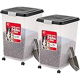 IRIS USA Airtight Dog Food Storage Container, Up to 54 lbs, Attachable Wheels, For Dog Cat Bird and Other Pet Food Storage Bi