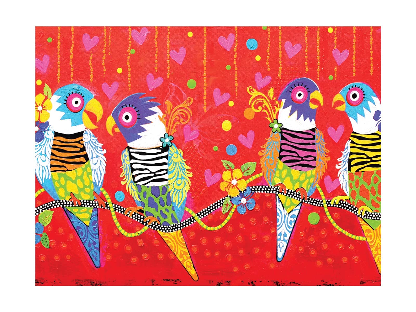 Maxwell & Williams GX0118 Love Hearts Animal Printed Tea Towel with Tiger Tiger Design, 100% Cotton, Red, 50 x 70 cm