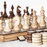 A&A 15 inch Magnetic Wooden Chess Set Folding Board Staunton 3 inch King view 7
