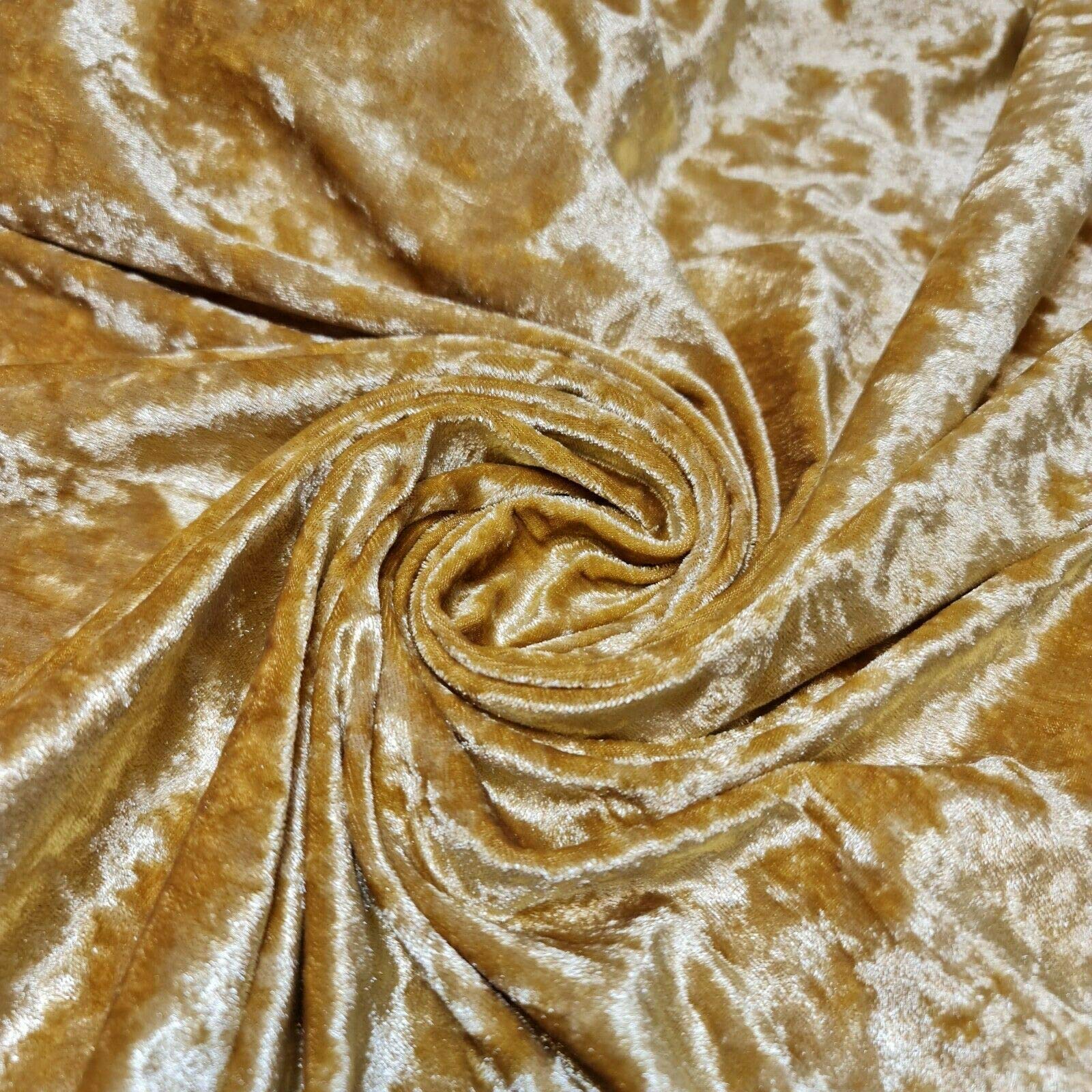 Luxurious Quality Soft Stretch Crush Velvet Dress Craft Fabric Material Suitable for Home Decor, Curtains, Upholstery & More 58" - 150 cm Wide Sold As Pre - Cut Lengths (Gold, 1 Meter)