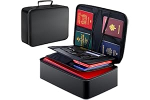 GIANTLUMI GIANTLUMl 5200°F Fireproof Document Box with Lock,Safe Fireproof Document Bag for Home&Office,Important Documents Organizer,Safety Storage Box Waterproof,8 Layers File Organizer,Portable Travel Safe