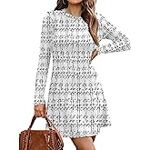 OFEEFAN Fall Dresses for Women 2025 Long Sleeve Crew Neck Sweater Dress