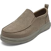 1TAZERO Mens Wide Width Slip On Shoes with Arch Support Insoles Men Lightweight Casual Loafer for Elderly & Wide Feet Plantar Fasciitis Walking Shoes