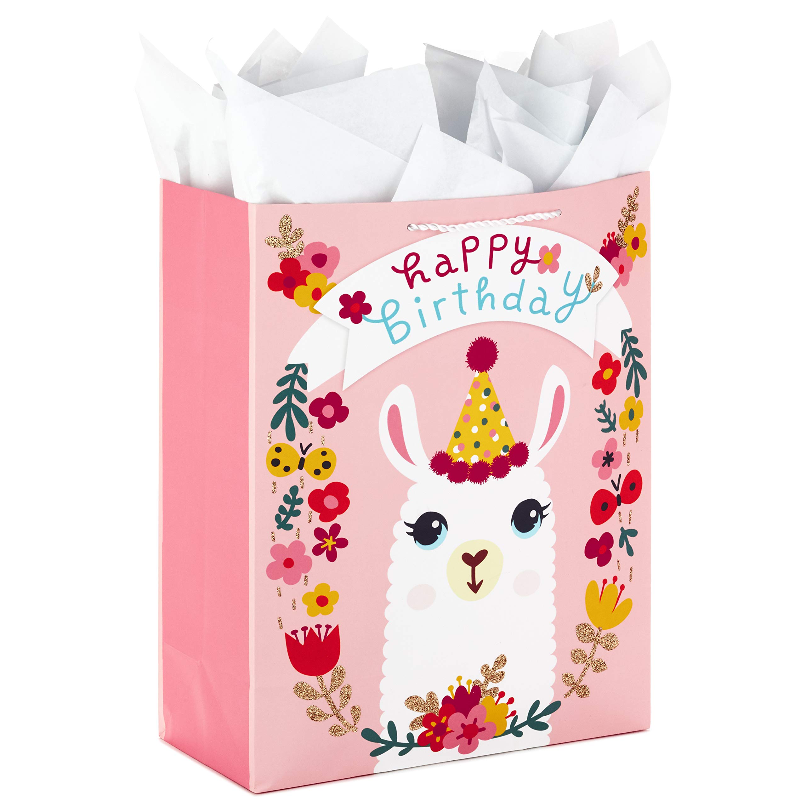 Hallmark 5WDB1150 Extra Large Tissue Paper (Llama Birthday) Gift Bag X, Pink