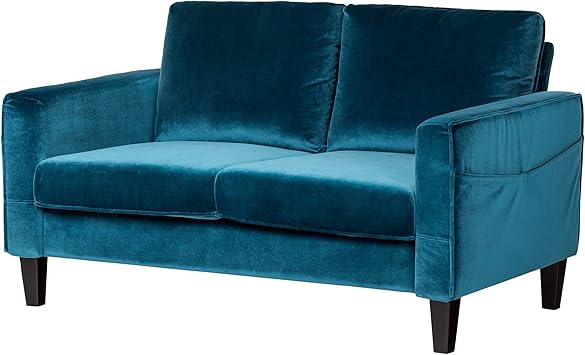 Amazon Com South Shore Loveseat Fabric Sofa 2 Seat Velvet Blue Furniture Decor