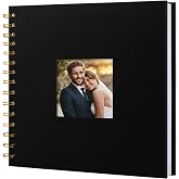 8"x8" Scrapbook Photo Album Linen Cover 20 Sheets 40 Pages White Paper | Black Hardcover Kraft White Pages Memory Book, for Travel Wedding Guest Book Christmas Baby Shower Fits 4x6 &amp; Instant Photos