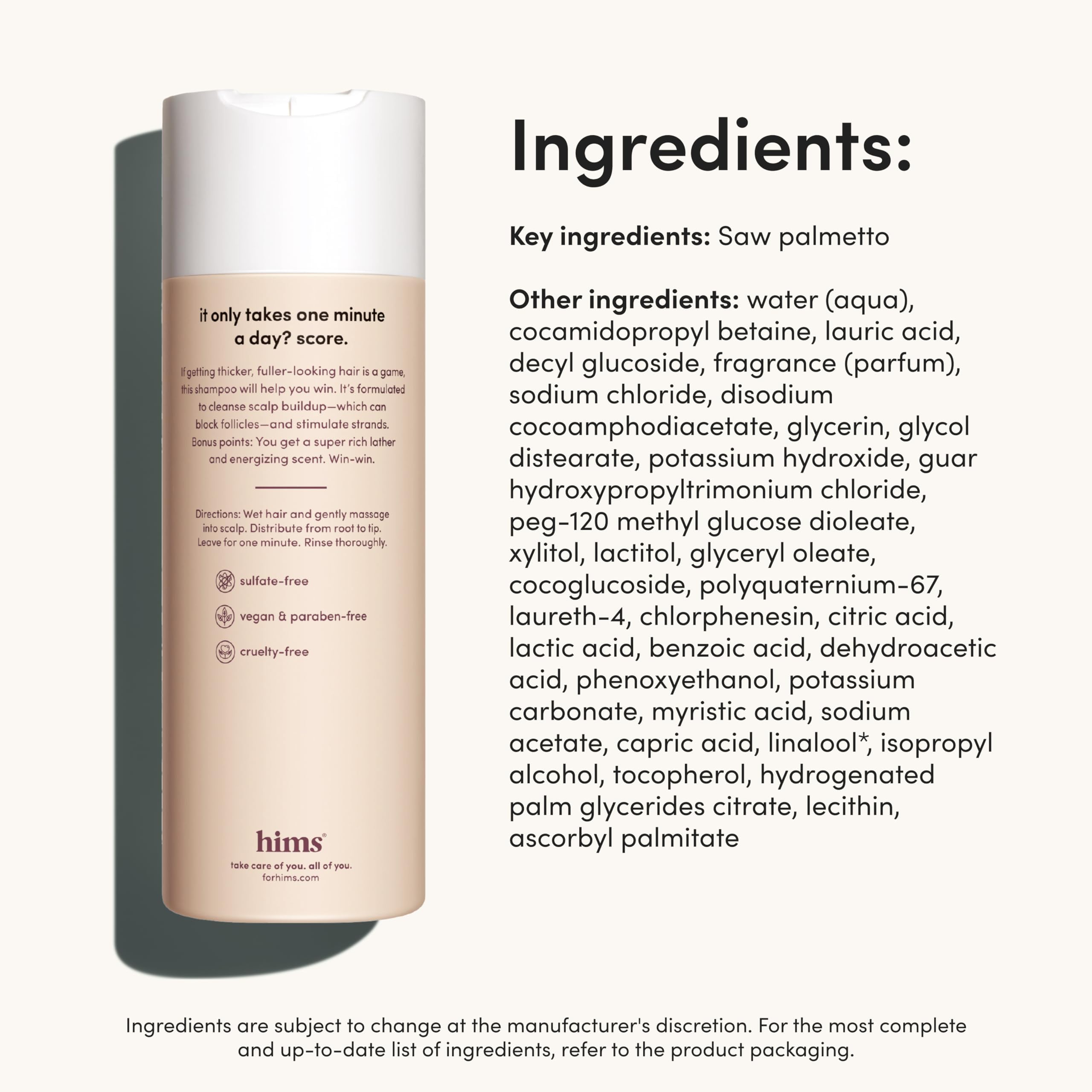 hims Thick Fix Shampoo - Saw Palmetto for Healthy Hair Growth & Thickening - Scalp Cleansing - Vegan, Sulfate-Free & Cruelty-Free - Eucalyptus Scent, 2 pack 6.4 fl oz